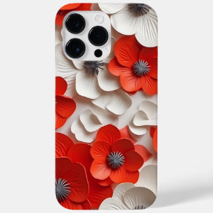 ROOD WIT 3-D LOOK POPPY ANEMONE FLOWERS Case-Mate iPhone 14 PRO MAX HOESJE