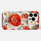 ROOD WIT 3-D LOOK POPPY ANEMONE FLOWERS iPhone HOESJE (Achterkant horizontaal)