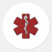 rood & wit 3D Ronde Sticker (Voorkant)