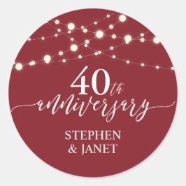 Rood & Wit 40-jarig Huwelijksjubileum Feest Ronde Sticker