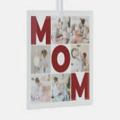 Rood & wit 6 Foto Collage Mam Glas Ornament (Voorkant Rechts)