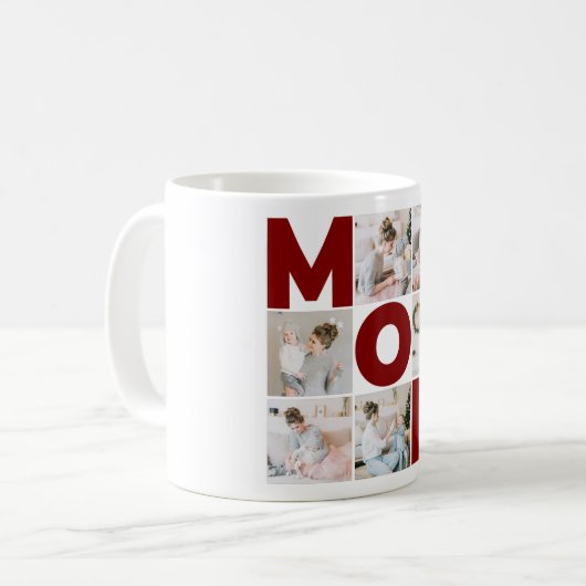Rood & wit 6 Foto Collage Mam Koffiemok (Voorkant links)