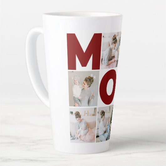 Rood & wit 6 Foto Collage Mam Latte Mok (Linkerhoek)