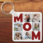 Rood & wit 6 Foto Collage Mam Sleutelhanger (Voorkant)