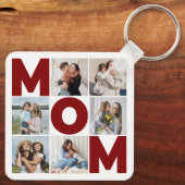 Rood & wit 6 Foto Collage Mam Sleutelhanger (Achterkant)