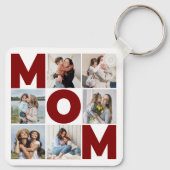Rood & wit 6 Foto Collage Mam Sleutelhanger (Achterkant)