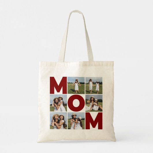 Rood & wit 6 Foto Collage Mam Tote Bag (Achterkant)