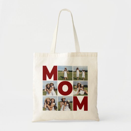 Rood & wit 6 Foto Collage Mam Tote Bag (Voorkant)