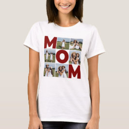 Rood & wit 6 Foto Collage Mam Vrouwen T-shirt