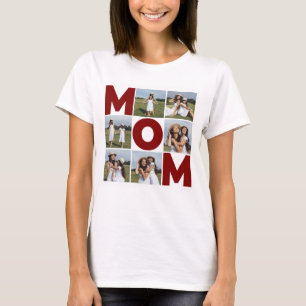 Rood & wit 6 Foto Collage Mam Vrouwen T-shirt