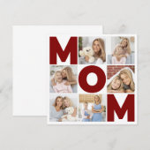 Rood & wit 6 Foto Collage Mat Flat Card (Voorkant / Achterkant)