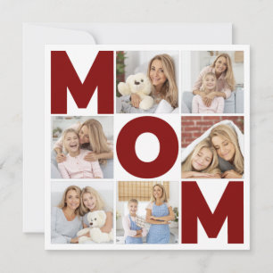 Rood & wit 6 Foto Collage Mat Flat Card