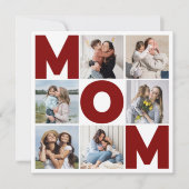 Rood & wit 6 Foto Collage Mat Flat Card (Voorkant)