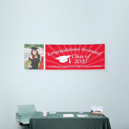 Rood & Wit Aangepaste Foto 8' Brede Afstuderen Ban Spandoek (Beurs)