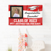 Rood/Wit Aangepaste Foto Afstuderen Sign Spandoek (Insitu)