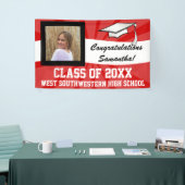 Rood/Wit Aangepaste Foto Afstuderen Sign Spandoek (Beurs)