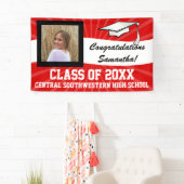 Rood Wit Aangepaste Foto Afstuderen Teken Spandoek (Insitu)