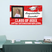 Rood Wit Aangepaste Foto Afstuderen Teken Spandoek (Beurs)