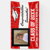 Rood Wit Aangepaste Foto Afstuderen Teken Spandoek (Verticaal)