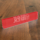 Rood Wit Aantrekkelijke Charmante Zakelijke Naampl Naambordje (Zijkant)