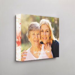 Rood Wit Abstract Bloemen Patroon Rand Foto Canvas Afdruk