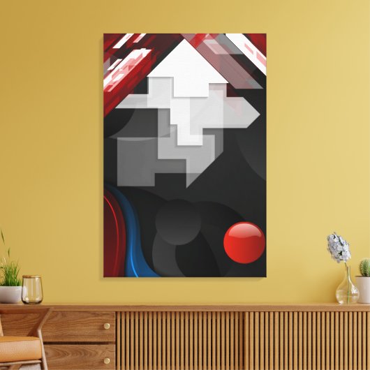 ROOD & WIT ABSTRACT CANVAS AFDRUK (Insitu (Woonkamer))