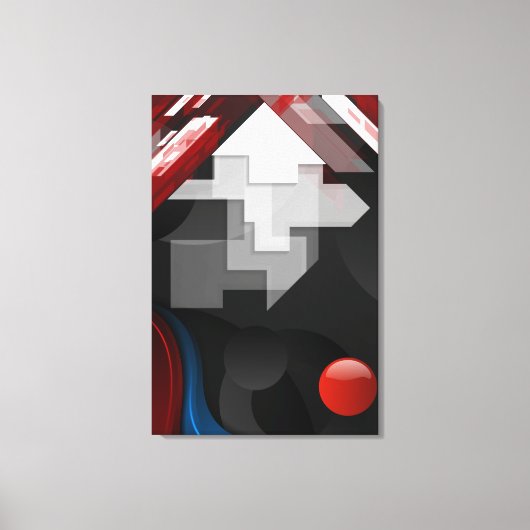 ROOD & WIT ABSTRACT CANVAS AFDRUK (Voorkant)