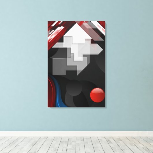ROOD & WIT ABSTRACT CANVAS AFDRUK (Insitu (Houten vloer))