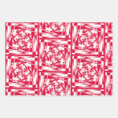 Rood & Wit Abstract Modern Illusion Design Inpakpapier Vel (Voorkant 3)