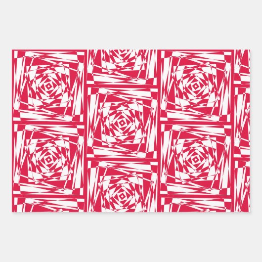 Rood & Wit Abstract Modern Illusion Design Inpakpapier Vel (Voorkant 3)