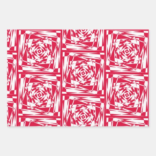 Rood & Wit Abstract Modern Illusion Design Inpakpapier Vel (Voorkant 2)
