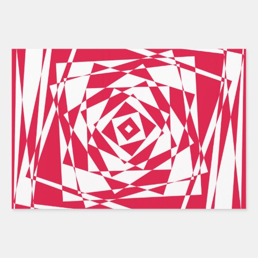 Rood & Wit Abstract Modern Illusion Design Inpakpapier Vel (Voorkant)