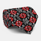 Rood wit Abstract patroon Stropdas (Opgerold)