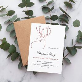 Rood wit abstract rendier modern kerstfeest kaart