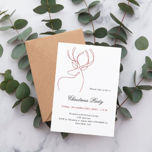 Rood wit abstract rendier modern kerstfeest kaart