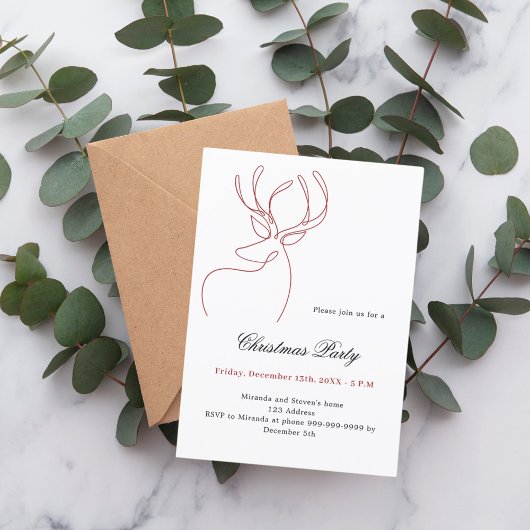 Rood wit abstract rendier modern kerstfeest kaart