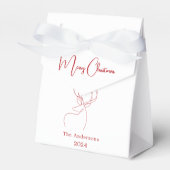 Rood wit abstract rendier moderne kerst bedankdoosjes (Voorkant Zijde)