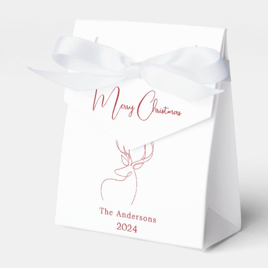 Rood wit abstract rendier moderne kerst bedankdoosjes (Voorkant Zijde)