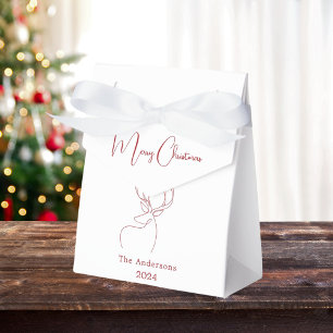 Rood wit abstract rendier moderne kerst bedankdoosjes