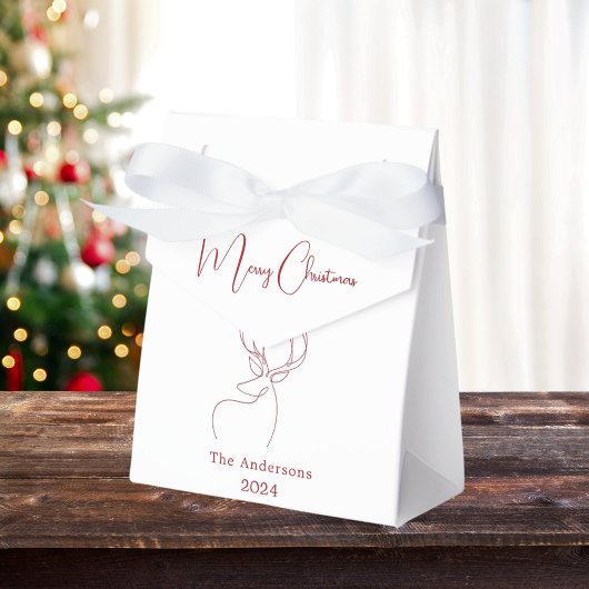 Rood wit abstract rendier moderne kerst bedankdoosjes