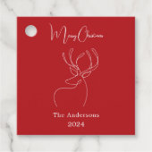 Rood wit abstract rendier moderne kerst bedankjes labels (Voorkant)