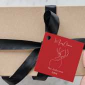 Rood wit abstract rendier moderne kerst bedankjes labels