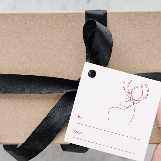 Rood wit abstract rendier moderne kerst bedankjes labels