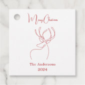 Rood wit abstract rendier moderne kerst bedankjes labels (Voorkant)