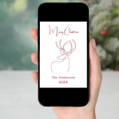 Rood wit abstract rendier moderne kerst feestdagenkaart