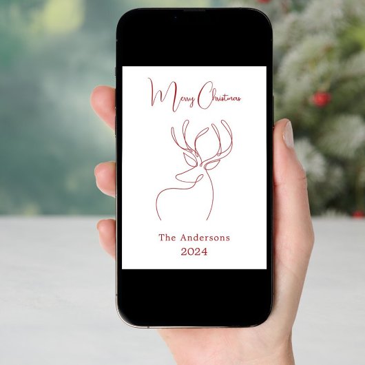 Rood wit abstract rendier moderne kerst feestdagenkaart