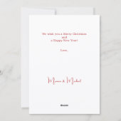 Rood wit abstract rendier moderne kerst feestdagenkaart (Achterkant)