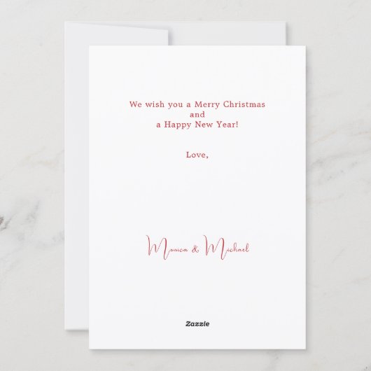 Rood wit abstract rendier moderne kerst feestdagenkaart (Achterkant)