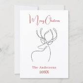 Rood wit abstract rendier moderne kerst feestdagenkaart (Voorkant)