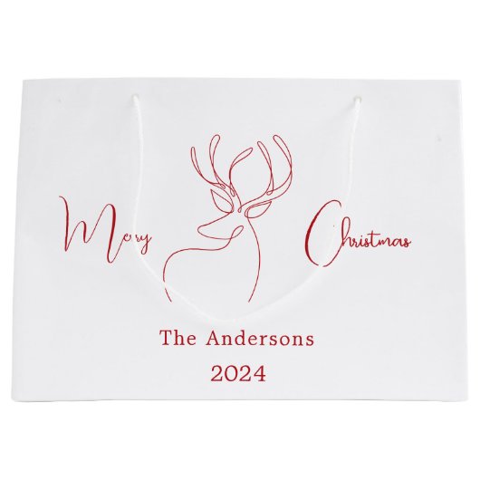 Rood wit abstract rendier moderne kerst groot cadeauzakje (Voorkant)